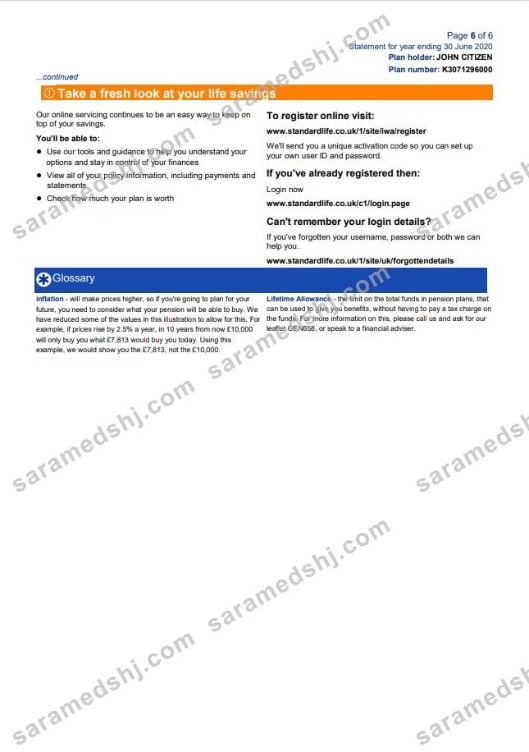 United Kingdom Standard Life utility bill template in Word and PDF format, 7 pages 7